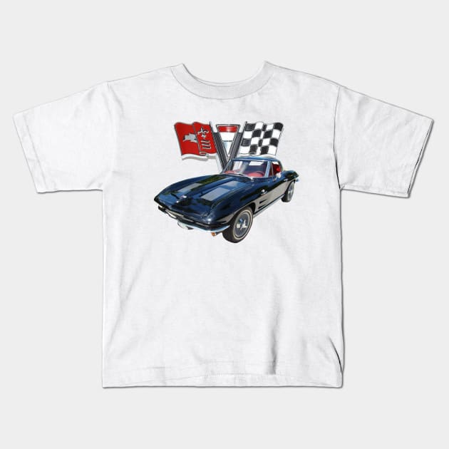 1963  Corvette Kids T-Shirt by Permages LLC